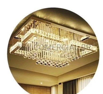 Lustre Plafon Cristal Legitimo 70x50cm + Controle Sem Fio Bivolt - 2