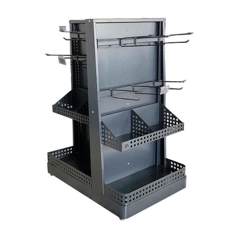 Check-stand Attractive C- 24 Ganchos Simples e Porta Etiqueta Ckspt Preto - Sa Gôndolas