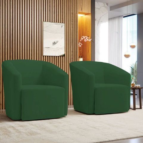 Poltrona Decorativa Base Giratória Kit 2 Stella Max Veludo D03 - D’Rossi