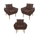 Ver imagem 1 de Kit 03 Poltronas Opala Confortável Sala, Quarto Cor:marrom