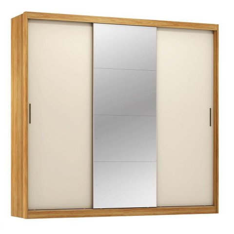 Guarda Roupa Casal Dalila 3 Portas Correr 4 Gavetas MDF Cinamomo Demóbile