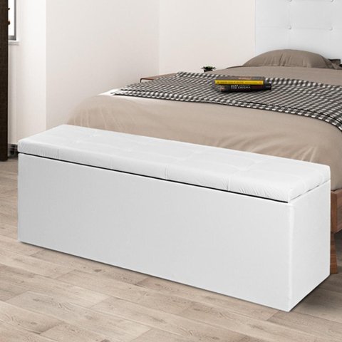 Calçadeira Baú King 1,95m Berlim Material Sintético Branco Sky Mobile