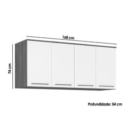 Armário Ponte Modulado Aéreo Casal 71190k Irlanda C/ 4 Portas Amendola/branco - Demóbile - 2