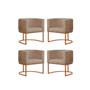 Ver imagem 1 de Kit 4 Poltronas Reforçada Decorativa Sala Estar Jantar Gabriela Base Ferro Bronze Suede Capuccino