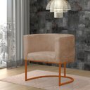 Ver imagem 2 de Kit 4 Poltronas Reforçada Decorativa Sala Estar Jantar Gabriela Base Ferro Bronze Suede Capuccino
