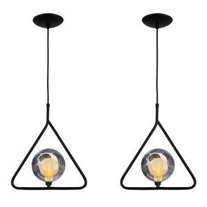 Kit 2 Luminária Pendente Aro Triangulo Preto Harmony Fumê