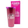 Copo Glitter com canudo Assume o Jogo Rosa 750ml - Zona Criativa - 1