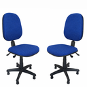 Ver imagem 2 de Kit 2 Cadeira Escritório Costureira Bancada Ergonômica NR17 Work Tecido Executiva com Sapata-Fixa
