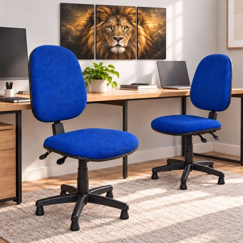 Kit 2 Cadeira Escritório Costureira Bancada Ergonômica NR17 Work Tecido Executiva com Sapata-Fixa