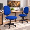 Ver imagem 1 de Kit 2 Cadeira Escritório Costureira Bancada Ergonômica NR17 Work Tecido Executiva com Sapata-Fixa