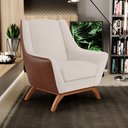 Ver imagem 2 de Poltrona Decorativa Base em Madeira Juliet D02 Courissímo Marrom B-38 Linho Cru C-443- Lyam Decor