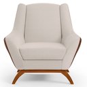 Ver imagem 3 de Poltrona Decorativa Base em Madeira Juliet D02 Courissímo Marrom B-38 Linho Cru C-443- Lyam Decor