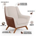 Ver imagem 5 de Poltrona Decorativa Base em Madeira Juliet D02 Courissímo Marrom B-38 Linho Cru C-443- Lyam Decor