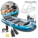 Ver imagem 5 de Barco Bote Inflável Excursion 5 Azul Intex Capota Remos e Bomba