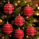 Ver imagem 1 de Bolas Natalinas para Decoração de Árvore Modelo Bolas de Natal Vermelho Plástico Kit 12 8cm