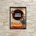 Ver imagem 2 de Quadro Churrasqueira Cantinho Do Churrasco 24x18cm - com vidro:Madeira preta