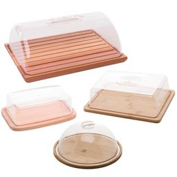 Kit Porta Pães Queijeira Manteigueira Porta Bolo Tampa Mesa Posta Café Manhã - 1