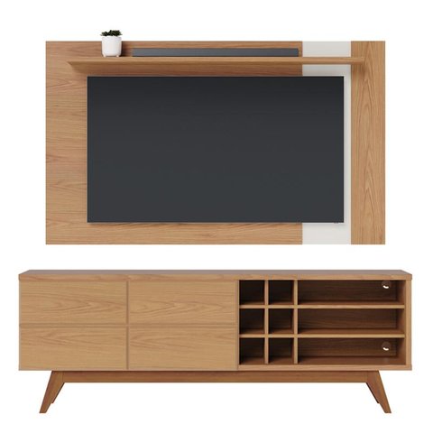Rack Bancada Noronha e Painel Leme para Tv de 70" Freijo/off White Matte - Colibri