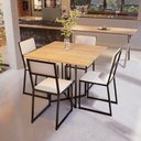 Ver imagem 4 de Conjunto Mesa de Jantar Quadrada Pinus 4 Cadeiras Estofado Riviera Industrial Don Castro Decor