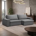 Ver imagem 1 de Sofá 3 Lugares Retrátil Reclinável para Sala 245cm Malfati F04 Veludo Cinza - Lyam Decor