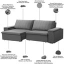 Ver imagem 3 de Sofá 3 Lugares Retrátil Reclinável para Sala 245cm Malfati F04 Veludo Cinza - Lyam Decor