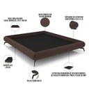 Ver imagem 3 de Cama Casal Base Box Pés de Ferro Estilo Industrial 156cm Otto P05 Veludo Marrom - Lyam Decor