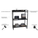 Ver imagem 4 de Conjunto 3 Peças com Mesa para Escritório em L, Estante e Gaveteiro Espresso Móveis Industrial Preta