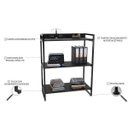 Ver imagem 4 de Conjunto 3 Peças com Mesa para Escritório em L, Estante e Gaveteiro Espresso Móveis Industrial Preta