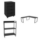 Ver imagem 2 de Conjunto 3 Peças com Mesa para Escritório em L, Estante e Gaveteiro Espresso Móveis Industrial Preta