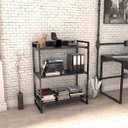 Ver imagem 3 de Conjunto 3 Peças com Mesa para Escritório em L, Estante e Gaveteiro Espresso Móveis Industrial Preta
