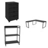 Kit 3 Peças com Mesa para Escritório em L, Estante e Gaveteiro Espresso Móveis - 2
