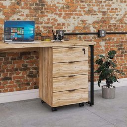 Kit 3 Peças com Mesa para Escritório em L, Estante e Gaveteiro Espresso Móveis - 13