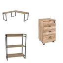 Ver imagem 2 de Conjunto 3 Peças com Mesa para Escritório em L, Estante e Gaveteiro Espresso Móveis Industrial Preta Marrom