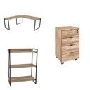 Ver imagem 2 de Kit 3 Peças com Mesa para Escritório em L, Estante e Gaveteiro Espresso Móveis