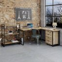 Ver imagem 1 de Conjunto 3 Peças com Mesa para Escritório em L, Estante e Gaveteiro Espresso Móveis Industrial Preta Marrom