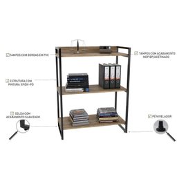 Kit 3 Peças com Mesa para Escritório em L, Estante e Gaveteiro Espresso Móveis - 11