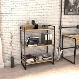 Kit 3 Peças com Mesa para Escritório em L, Estante e Gaveteiro Espresso Móveis - 7