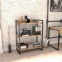 Ver imagem 7 de Conjunto 3 Peças com Mesa para Escritório em L, Estante e Gaveteiro Espresso Móveis Industrial Preta Marrom