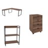 Kit 3 Peças com Mesa para Escritório em L, Estante e Gaveteiro Espresso Móveis - 5