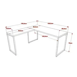Kit 3 Peças com Mesa para Escritório em L, Estante e Gaveteiro Espresso Móveis - 2