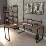 Kit 3 Peças com Mesa para Escritório em L, Estante e Gaveteiro Espresso Móveis - 13