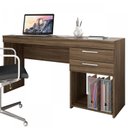 Ver imagem 2 de Escrivaninha Mesa Escritório Office 2 Gavetas 121cm Nogal Trend Marrom