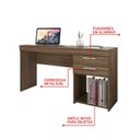 Ver imagem 4 de Escrivaninha Mesa Escritório Office 2 Gavetas 121cm Nogal Trend Marrom