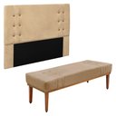 Ver imagem 1 de Kit Cabeceira e Calçadeira Recamier Queen 1,60m Gênova Suede Bege - Pallazio