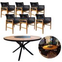 Ver imagem 1 de Jogo de Mesa Jantar 1,50m Madeira Giratória e 6 Poltronas Tokyo Corda Náutica Nossa Kasa Preto