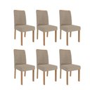 Ver imagem 1 de Kit 6 Cadeiras para Sala de Jantar Estofadas Clarice Bege/Madeira