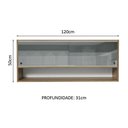 Ver imagem 4 de Armário Aéreo 120cm 2 Portas Correr Vidro Neutral 1 Nicho Rustic para Cozinhas Glamy, Lux e Reims