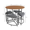 Ver imagem 3 de Mesa Redonda com 4 Bancos Estofados Kappesberg Canela/preto Fosco