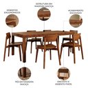 Ver imagem 3 de Mesa Madeira 180cm e 6 Cadeiras Floris Linho Castanho F07 - Mpozenato