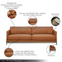 Ver imagem 3 de Sofá Decorativo Karine 4 Lugares Sala de Estar 270cm Pés em Aço Couro Conhaque G88 - Gran Belo